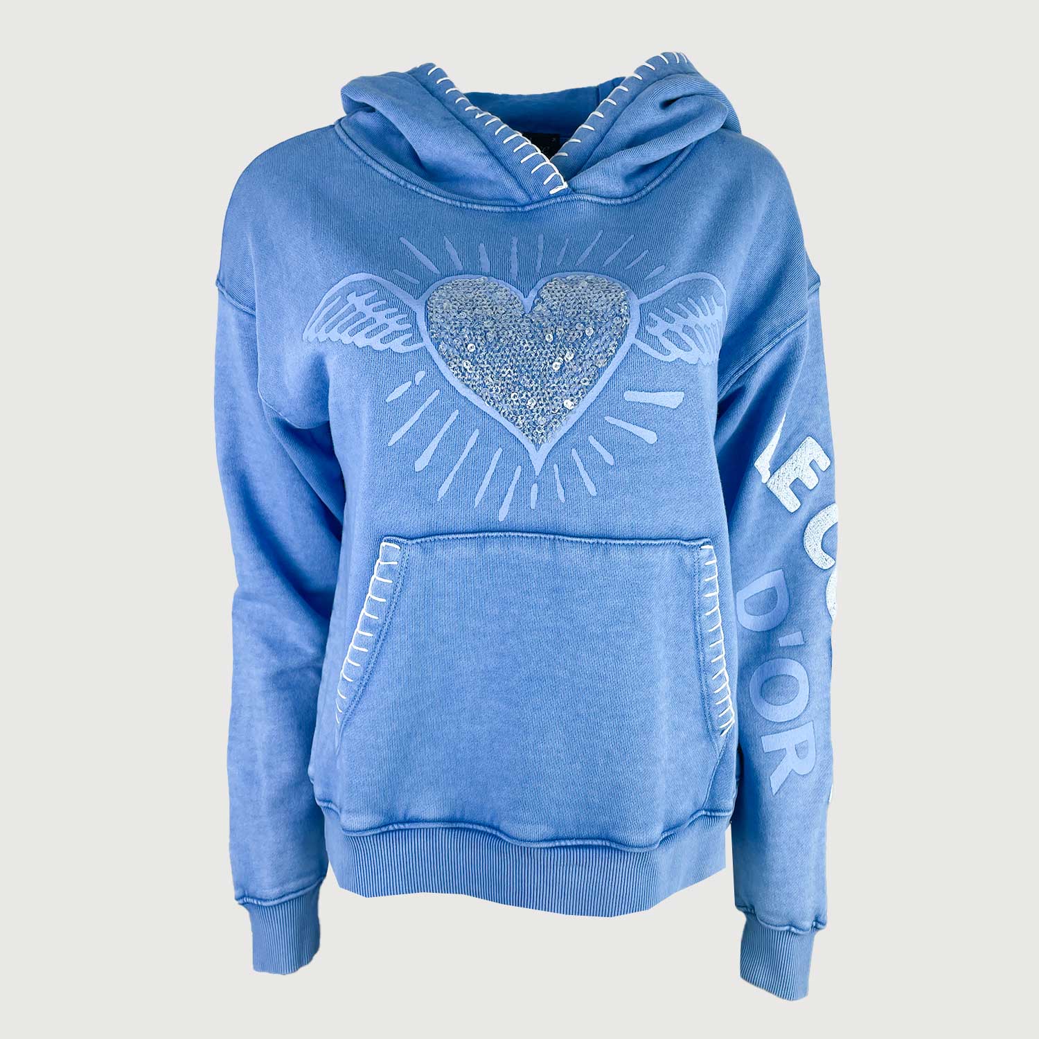 Grace Damen Sweatshirt Flying Heart 432-4211 in 745 lagoon