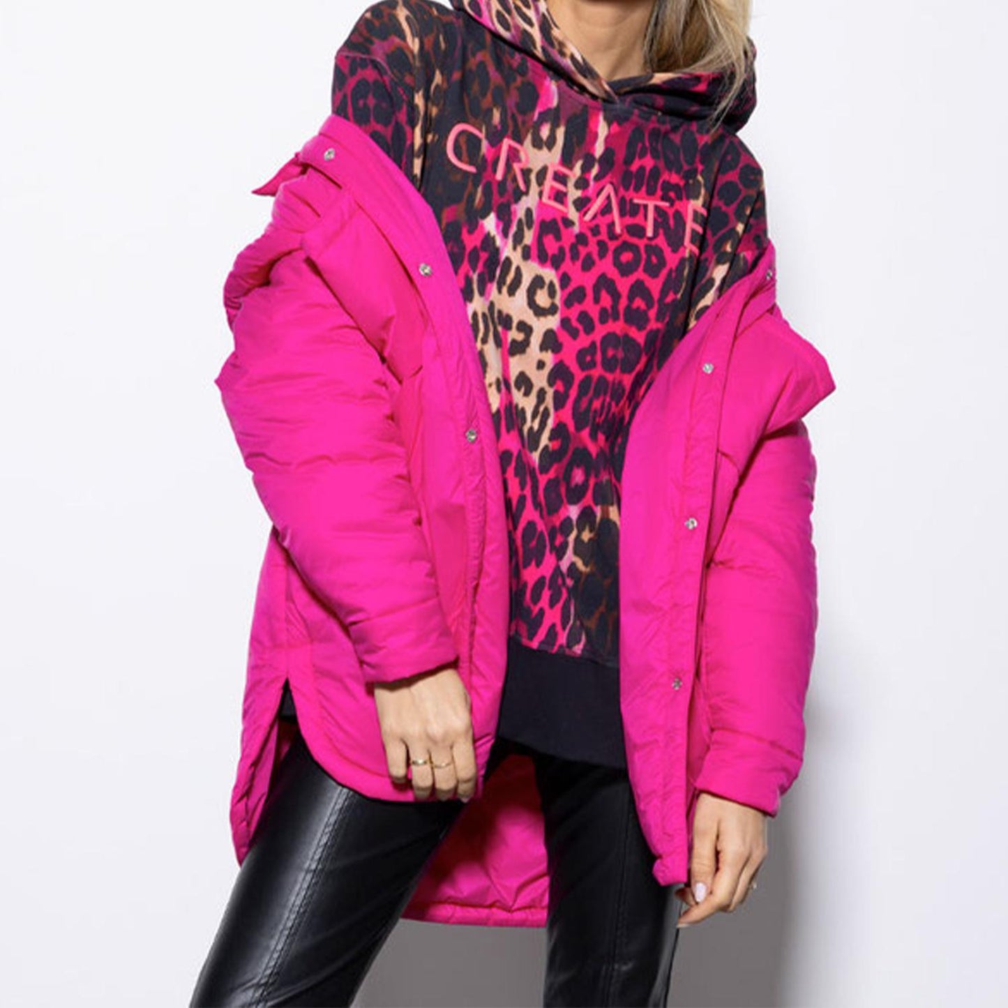 Yippie Hippie Damen Jacke W46-822 oversized Übergangsjacke pretty Pink