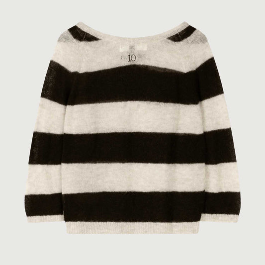 10 Days Damen Sweater Thin Knit Stripes 20-606-4202 in Safari Black