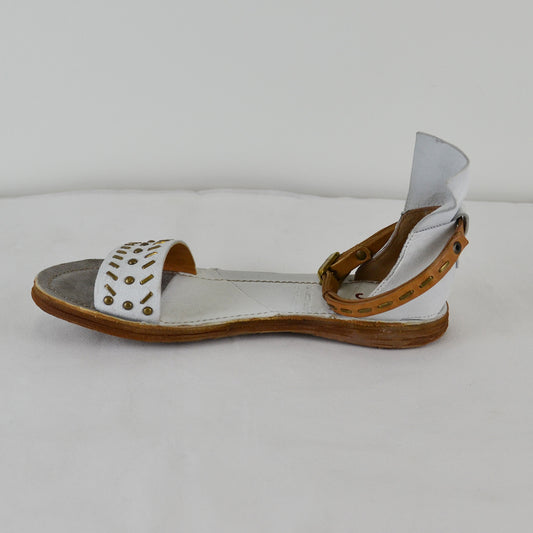 A.S.98 Damen Sandale Pantoletten 534041 in Bianco Weiss Leder