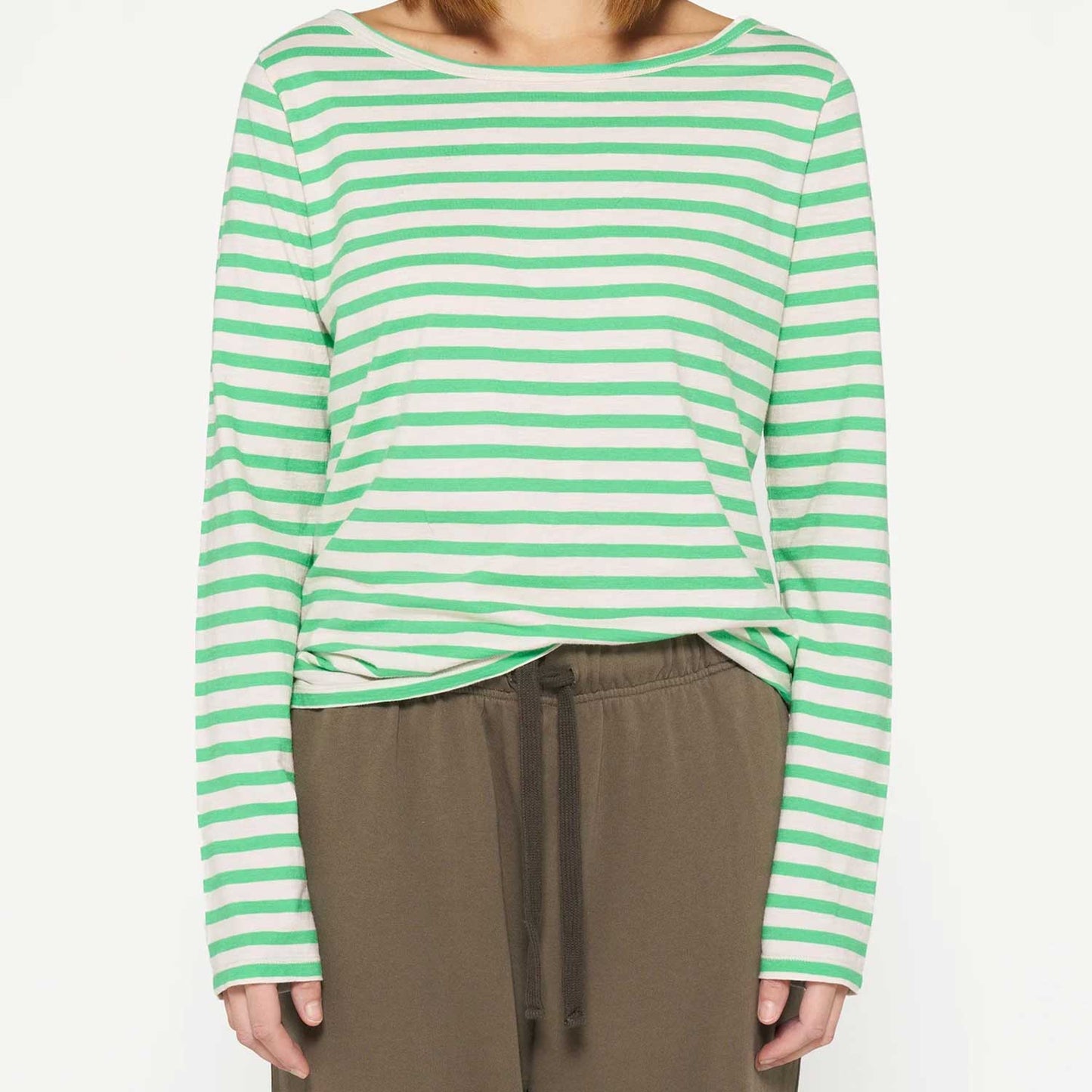 10 Days Damen Longsleeve Stripes 20-771-4201 in ecru apple