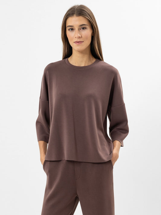 Herrlicher Damen Maresa Jersey Neopren Oversize T-Shirt 10221 JN200 80 coffee