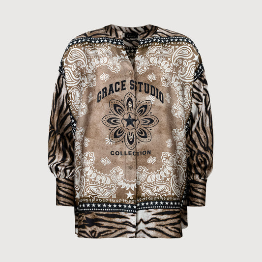 Grace Damen Bluse Bandana Tiger 435-3114 natural