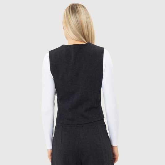Herrlicher Emilea Jerseyweste Damen Vintage Black Model Rückansicht