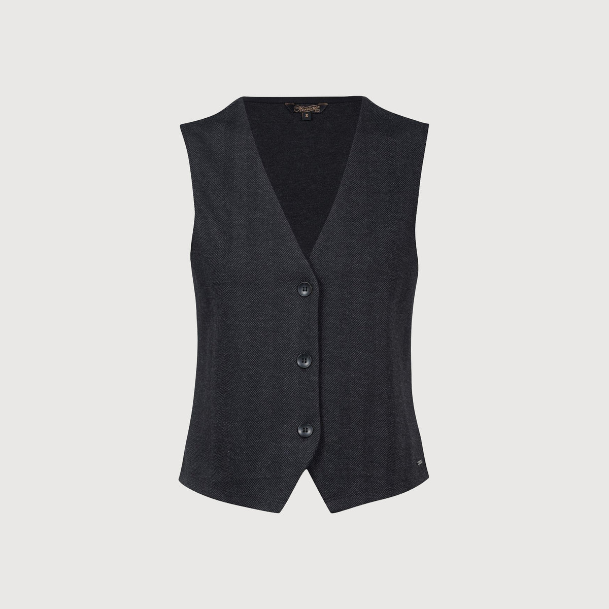 Herrlicher Emilea Jerseyweste Damen Vintage Black Model Studio Frontansicht