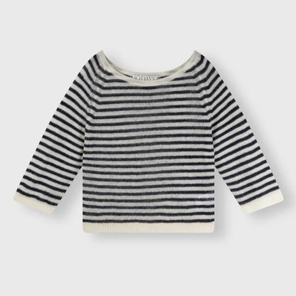 10 Days Damen Thin Knit Sweater Stripe 20-617-4201 in ecru night sky