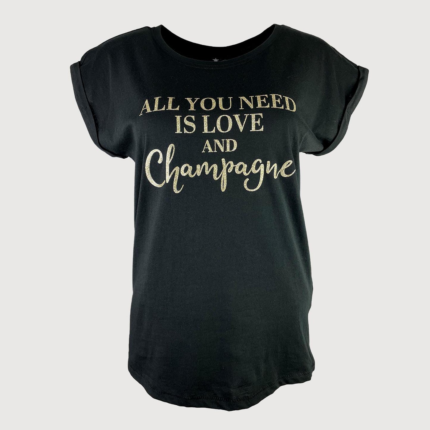 Be Famous Damen T-Shirt BFW01 Needlo Champagne in Schwarz