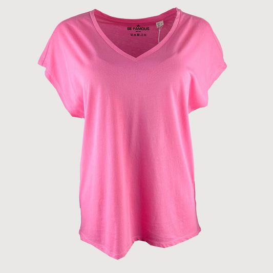 Be Famous Damen T-Shirt BFW2303-4-1 V-Neck in Candy Rose