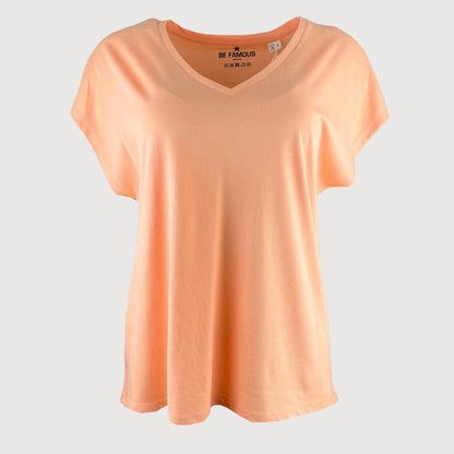 Be Famous Damen T-Shirt BFW2303-5-1 V-Neck in Apricot