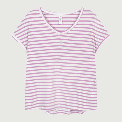 10 Days Damen Tee Stripes 20-753-4202 in ecru violet