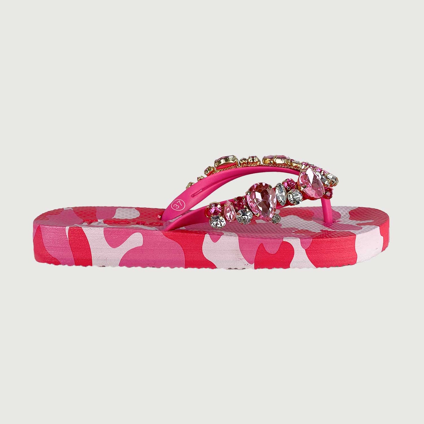 Mooilo Damen Sandalen Camo Pink mit Clutch