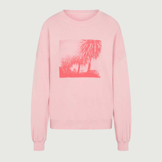 Juvia Damen Oversized Sweatshirt Palm Print 820 21 401 in 720 flamingo