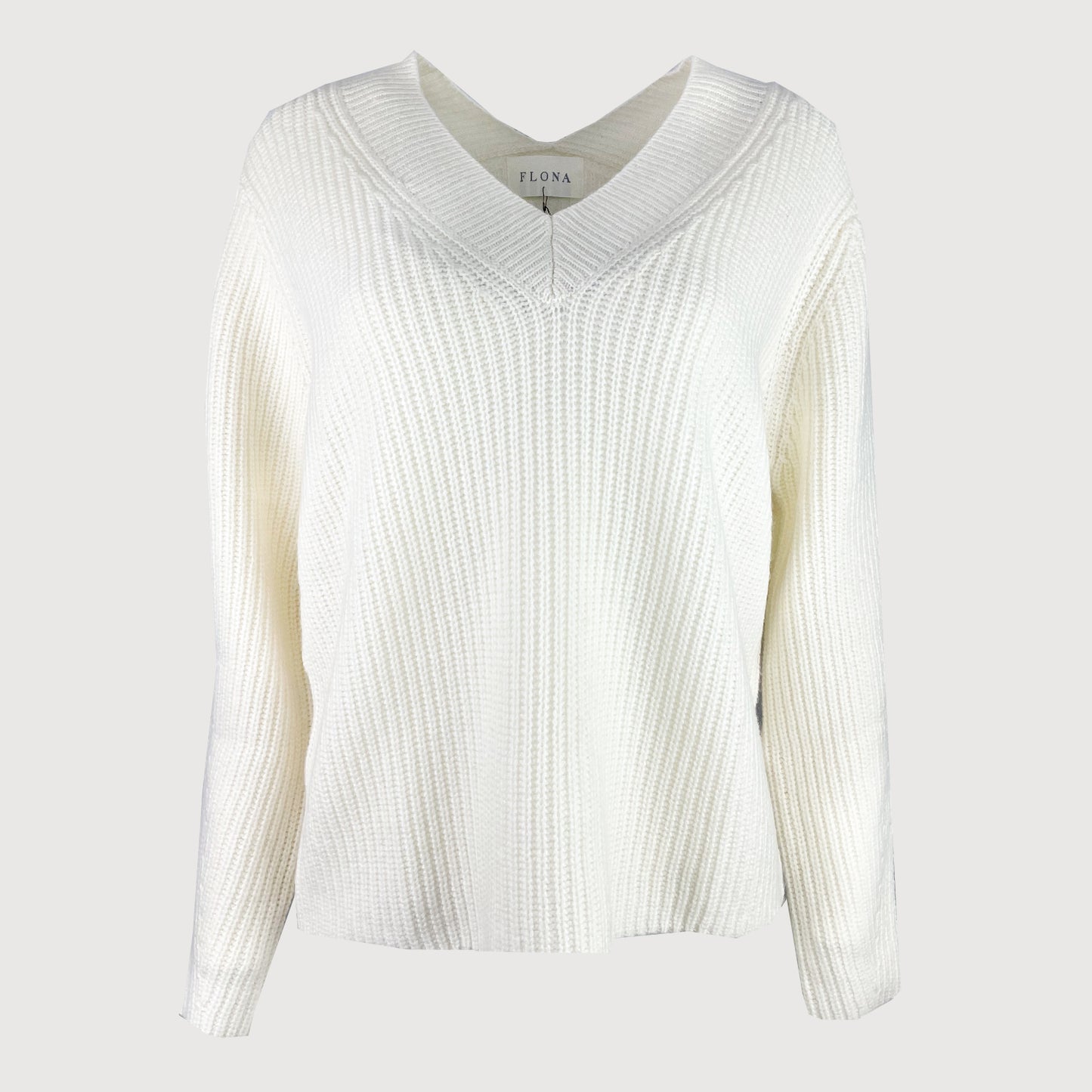 Flona Damen Pullover 2173 in Weiss 100% Kaschmir