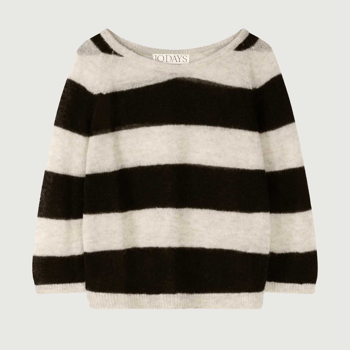 10 Days Damen Sweater Thin Knit Stripes 20-606-4202 in Safari Black