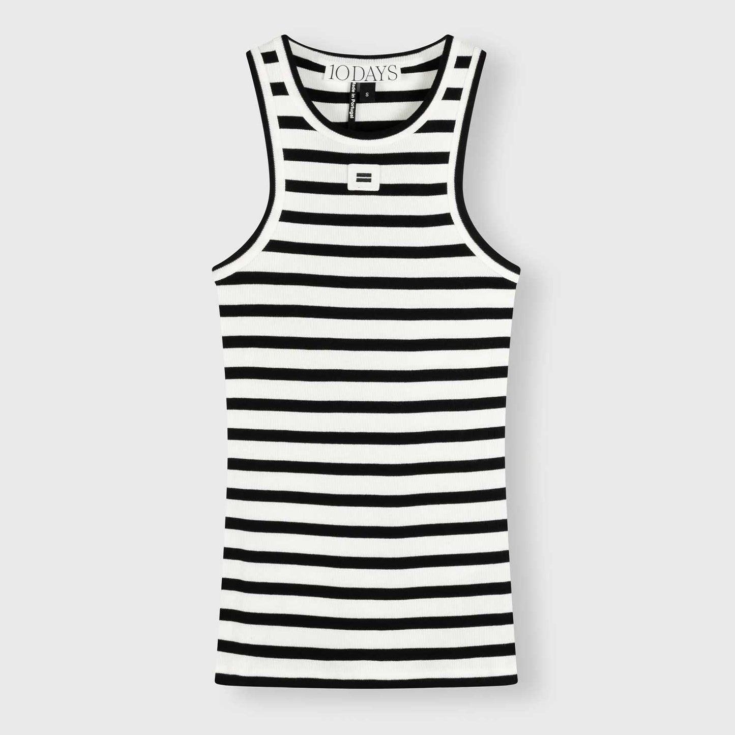 10 Days Damen Tank Top Rib Stripe 20-455-4201 in ecru black