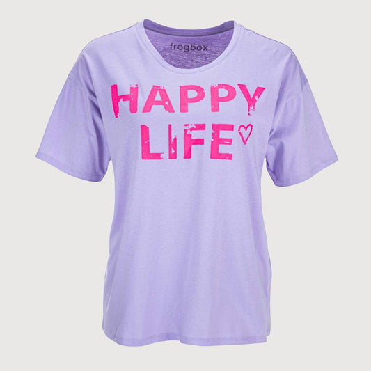 Frogbox Damen T-Shirt Happy Life 222-811615 in Purple Rose