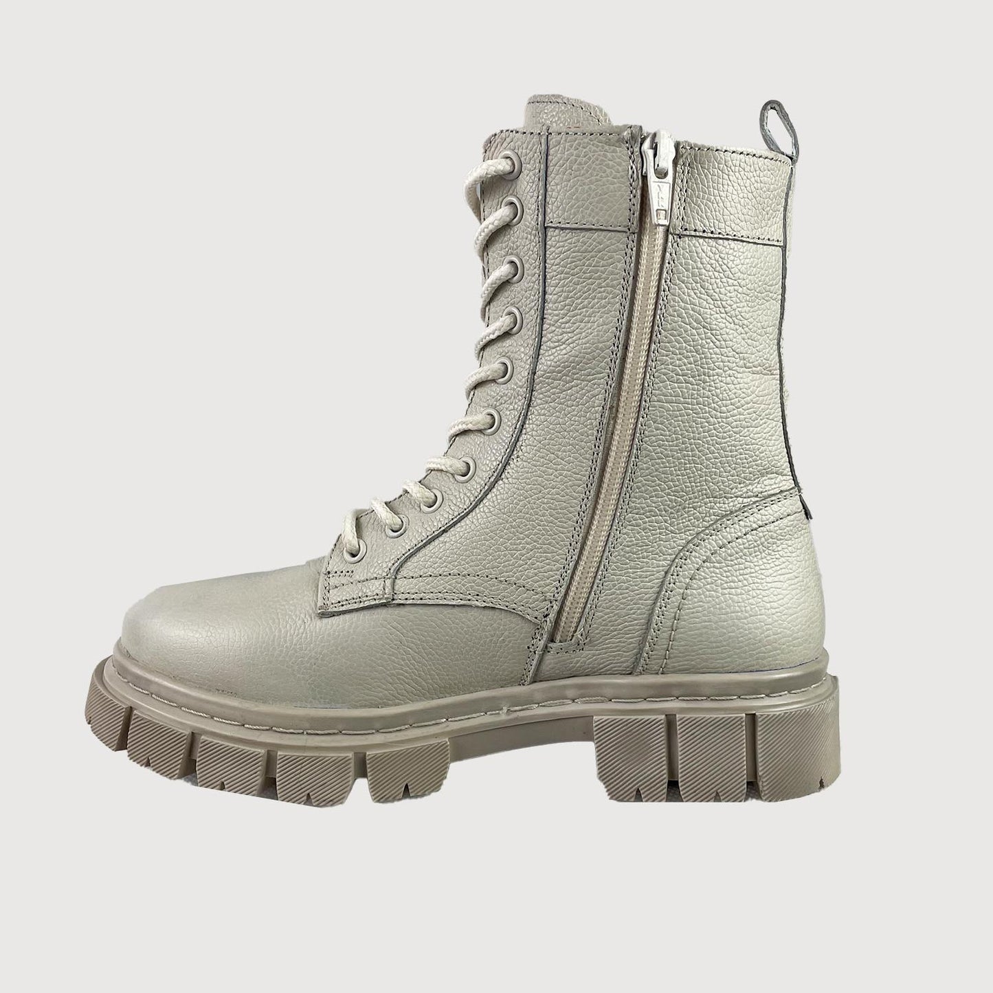 Lazamani Damen Biker Boots in Off-White – Herzstück