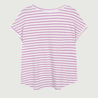 10 Days Damen Tee Stripes 20-753-4202 in ecru violet