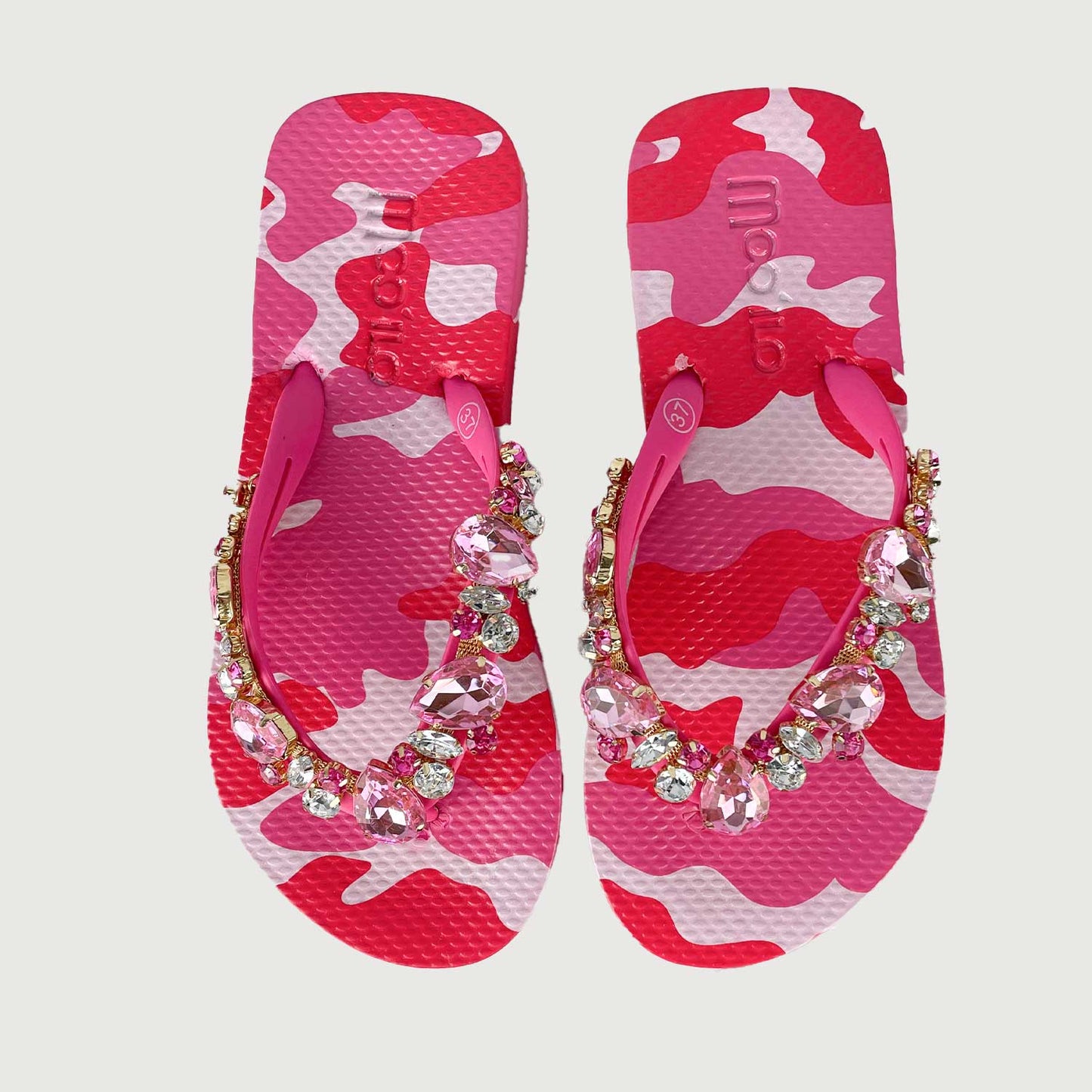 Mooilo Damen Sandalen Camo Pink mit Clutch