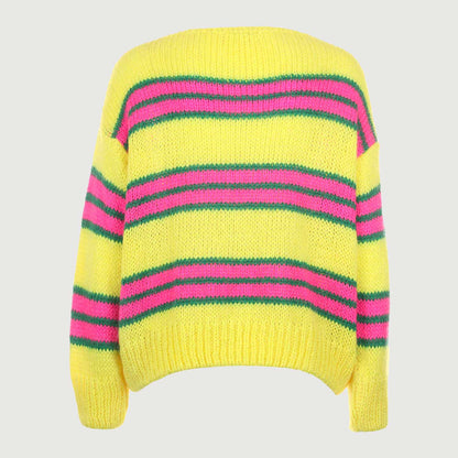 Like a Bee Damen Pullover Delia Stripe Neon 02LB00057 in 76 Mix