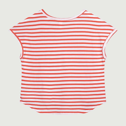 10 Days Damen Tee Stripes 20-753-4202 in Weiss Poppy Red