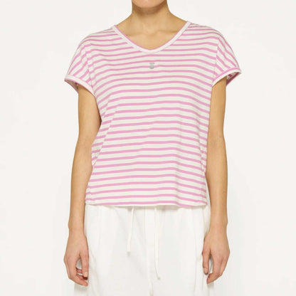 10 Days Damen Tee Stripes 20-753-4202 in ecru violet