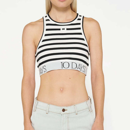 10 Days Damen Top Rib Stripe 20-995-4201 in ecru black