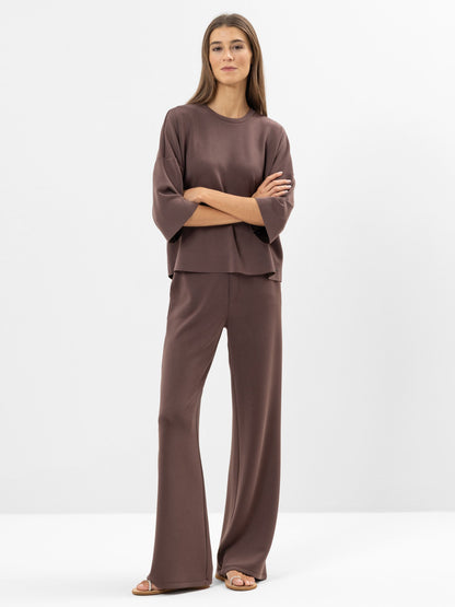 Herrlicher Damen Maresa Jersey Neopren Oversize T-Shirt 10221 JN200 80 coffee