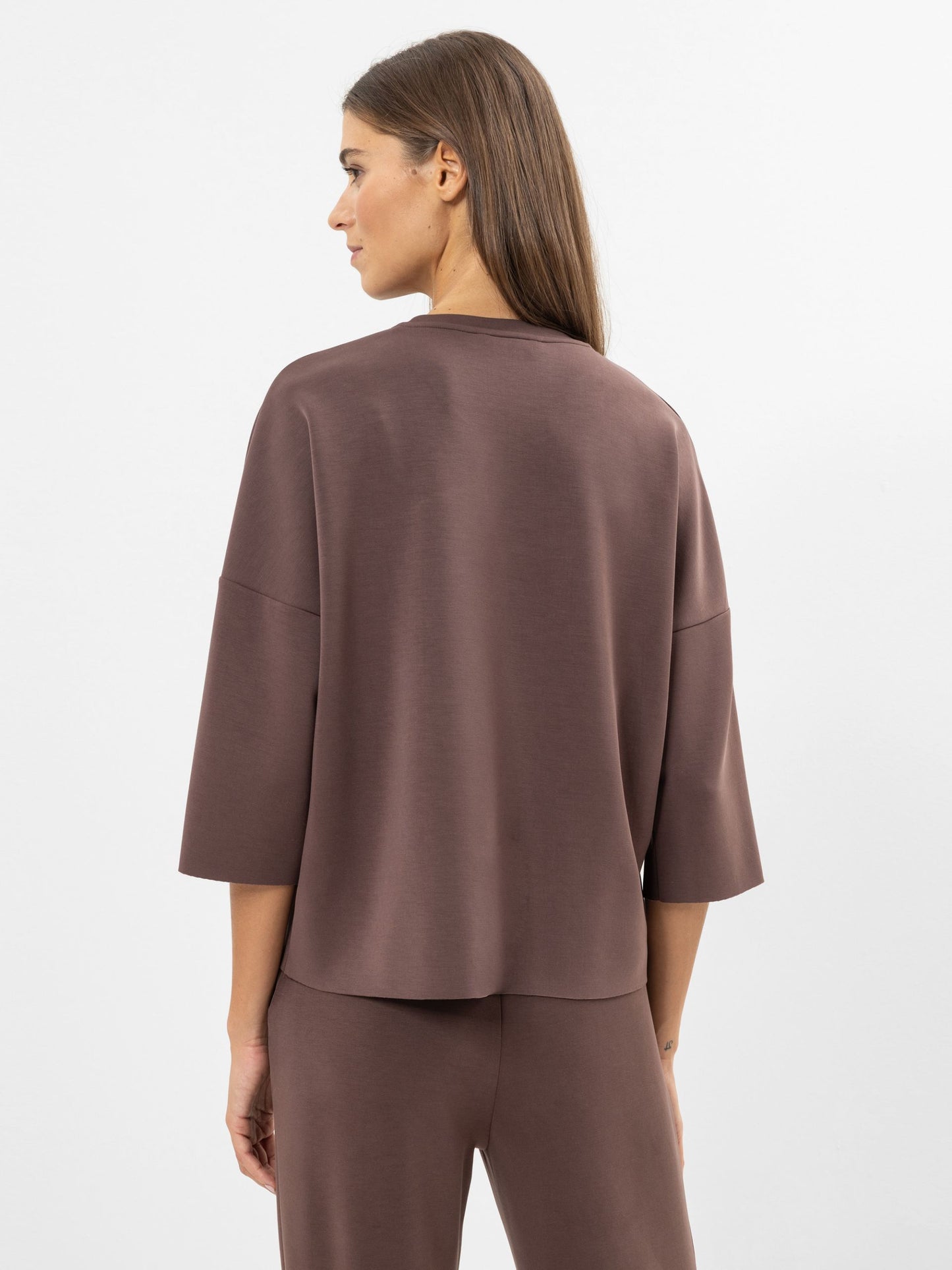 Herrlicher Damen Maresa Jersey Neopren Oversize T-Shirt 10221 JN200 80 coffee
