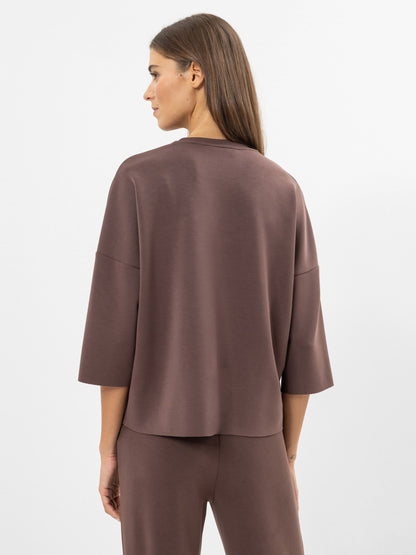 Herrlicher Damen Maresa Jersey Neopren Oversize T-Shirt 10221 JN200 80 coffee