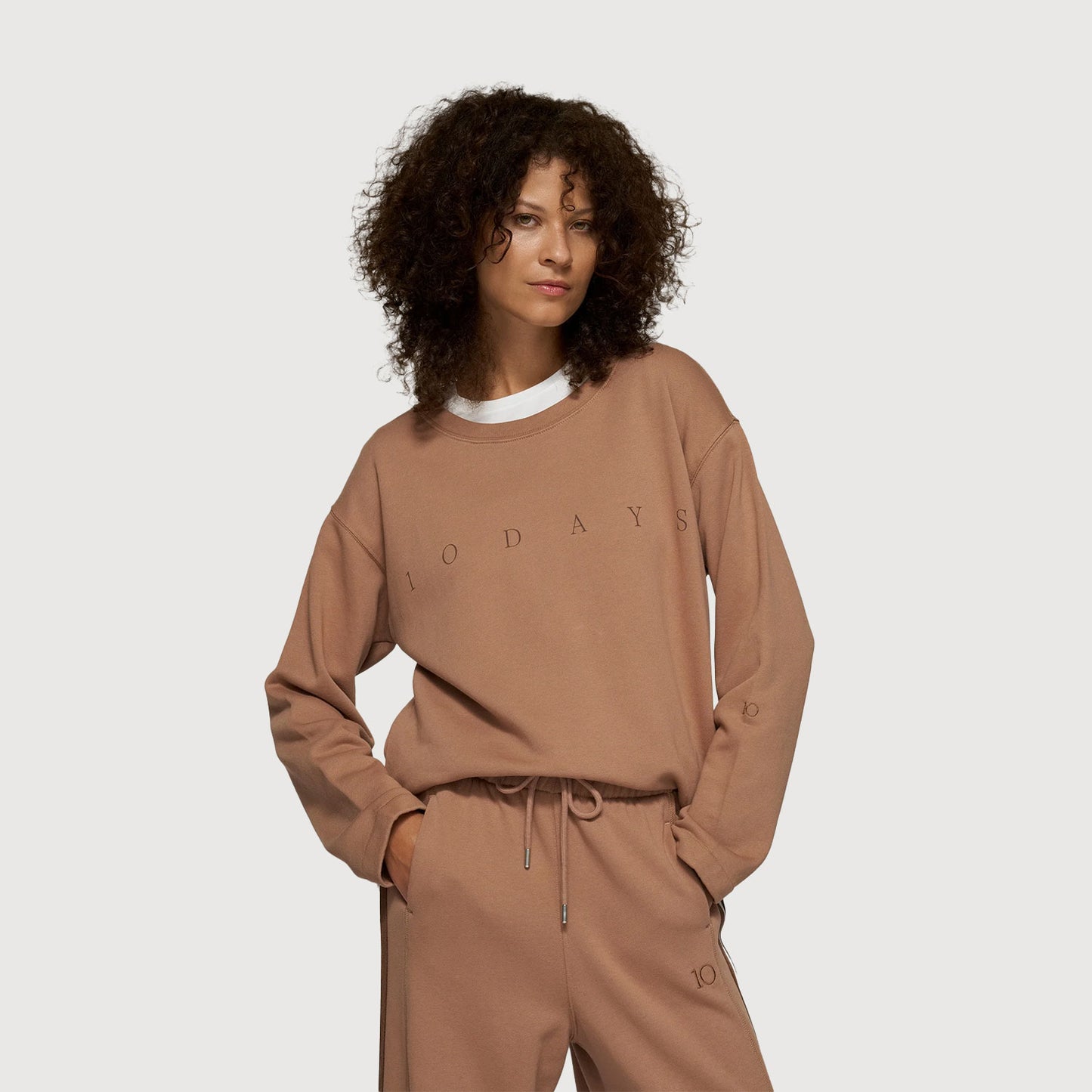 10 Days Damen Clean Sweater Logo 20-809-6201 fudge