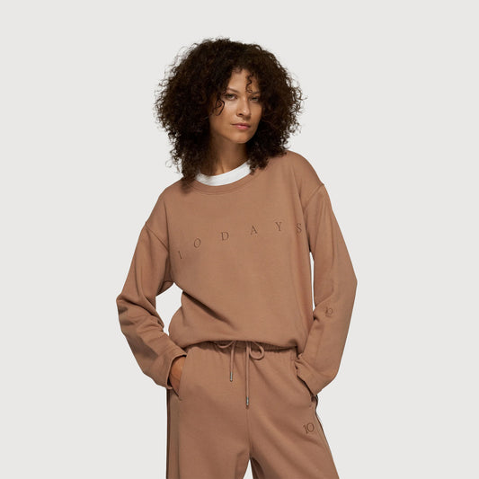 10 Days Damen Clean Sweater Logo 20-809-6201 fudge