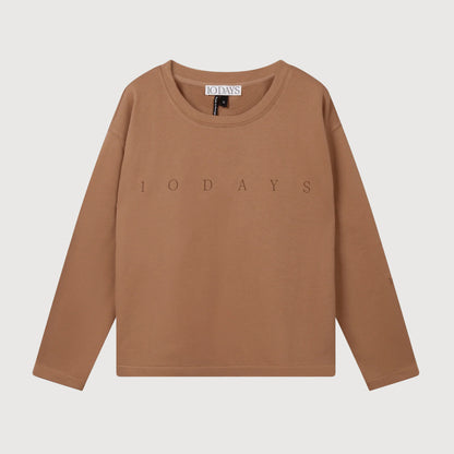 10 Days Damen Clean Sweater Logo 20-809-6201 fudge