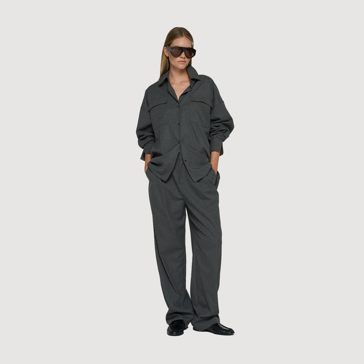 10DAYS Tie Blouse Damen Antra Melee mit Taillenzug und Brusttaschen 1