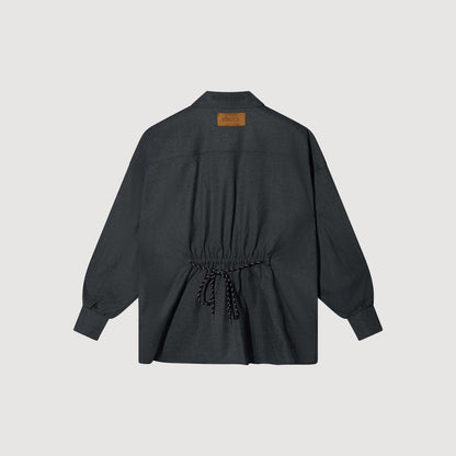 10DAYS Tie Blouse Damen Antra Melee mit Taillenzug und Brusttaschen 5