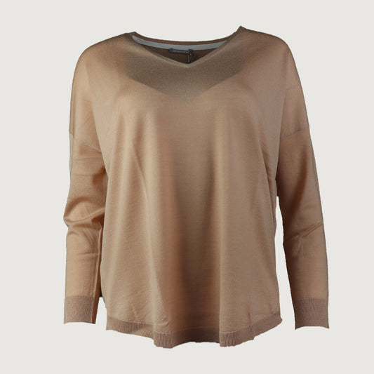 Hemisphere Damen Pullover V-Neck 2014640_17 in 7220 Desert 100% Wolle