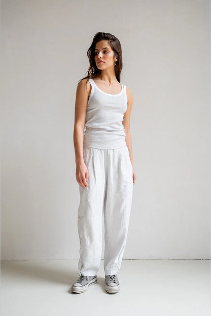 PENN&INK Damen Singlet S25F1640LTD grey melange white