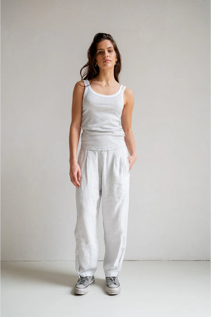 PENN&INK Damen Singlet S25F1640LTD grey melange white