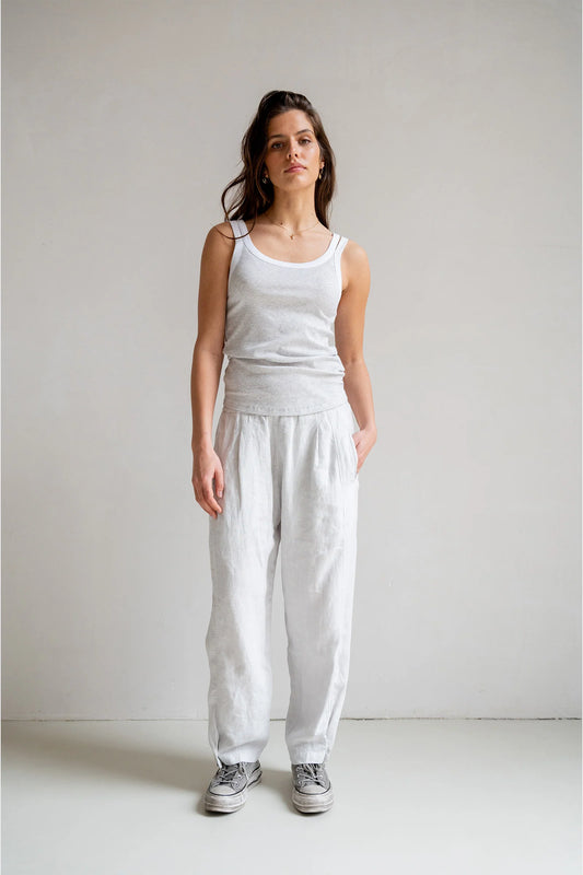 PENN&INK Damen Singlet S25F1640LTD grey melange white
