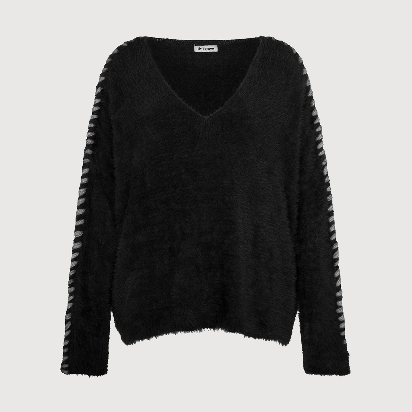 Liv Bergen Damen Sweater Toulon Handstitched Schwarz