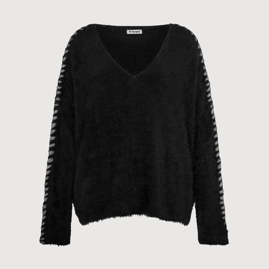 Liv Bergen Damen Sweater Toulon Handstitched Schwarz