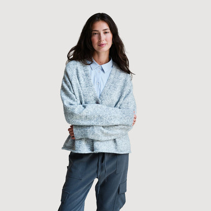 PENN&INK N.Y. Damen Cardigan W26C432LTD in Grey Melange mit V-Ausschnitt und Knopfleiste 1