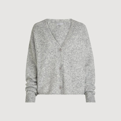 PENN&INK N.Y. Damen Cardigan W26C432LTD in Grey Melange mit V-Ausschnitt und Knopfleiste 2
