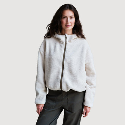 PENN&INK N.Y. Damen Fleecejacke W26C437LTD in Sand und Butternut mit Kapuze und Reißverschluss 1