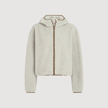 PENN&INK N.Y. Damen Fleecejacke W26C437LTD in Sand und Butternut mit Kapuze und Reißverschluss 2