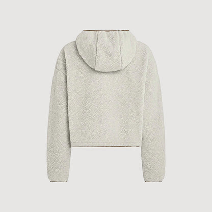 PENN&INK N.Y. Damen Fleecejacke W26C437LTD in Sand und Butternut mit Kapuze und Reißverschluss 3