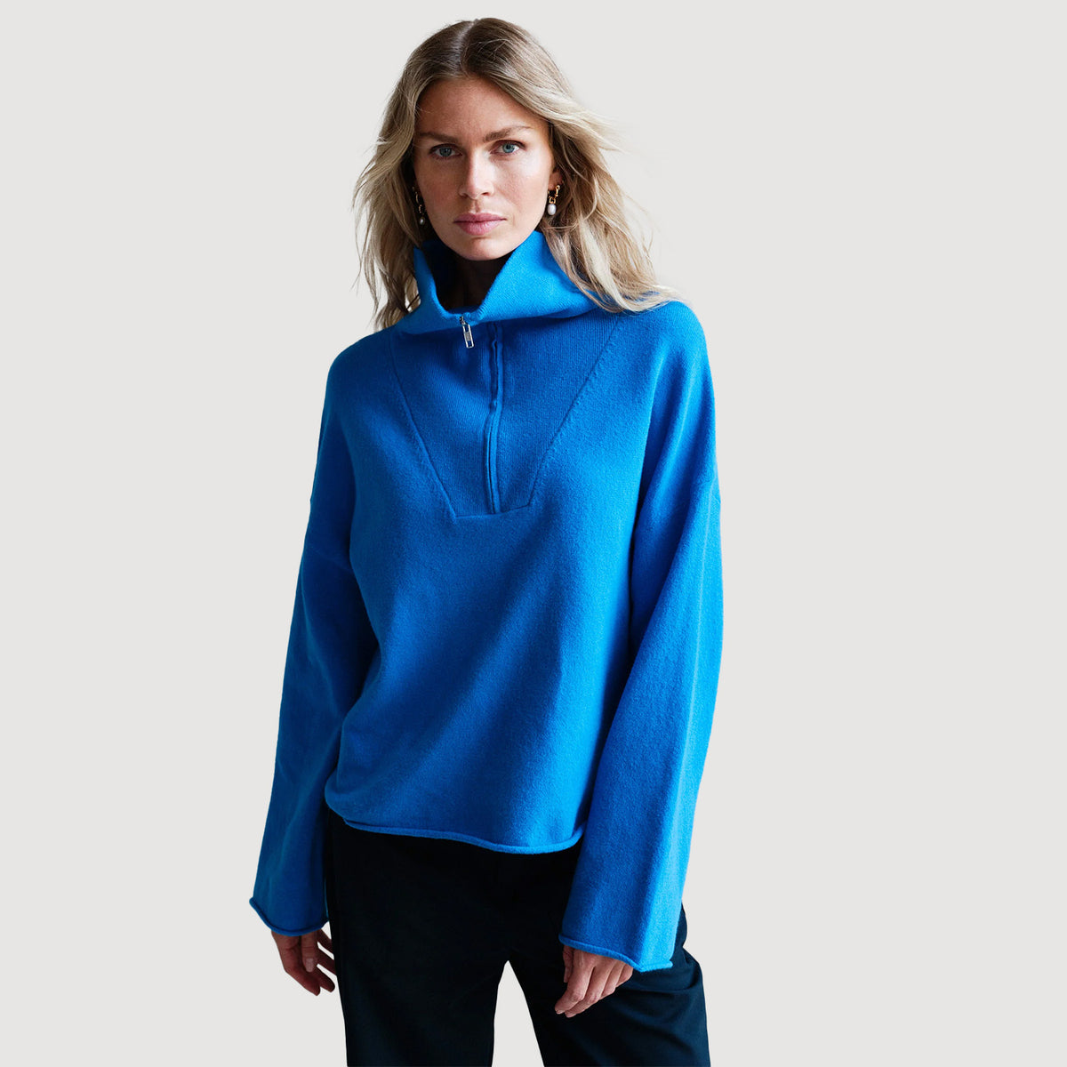 PENN&INK N.Y. Jumper W26B445LTD Damen Strong Blue mit Half-Zip 1