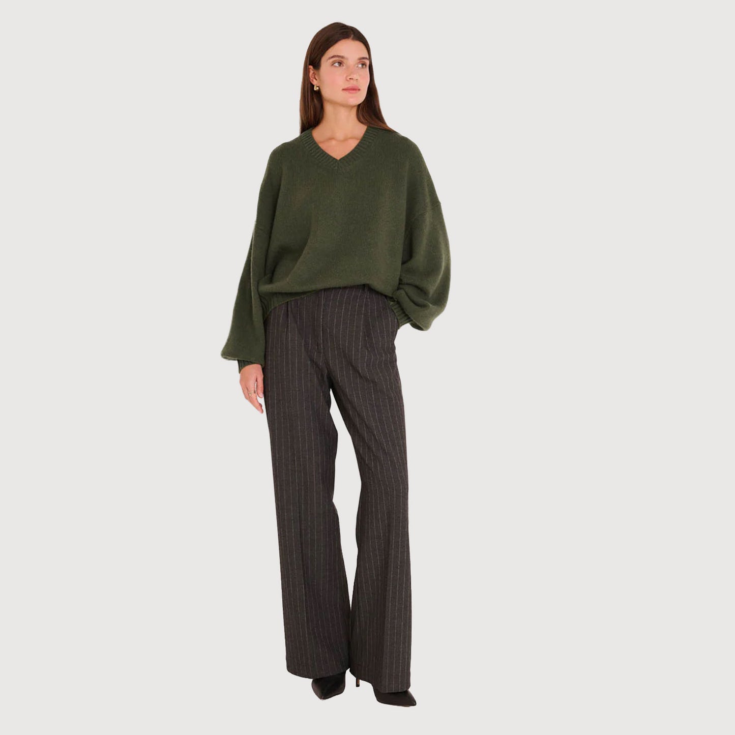 Princess Goes Hollywood Damen Kaschmirpullover mit V-Ausschnitt 025-122007 ivy green