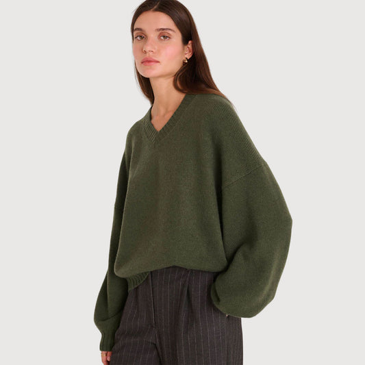 Princess Goes Hollywood Damen Kaschmirpullover mit V-Ausschnitt 025-122007 ivy green