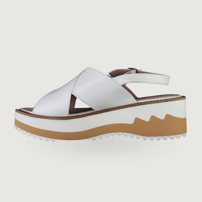 Three6Five Damen Sommer Plateau Sandale – MUR Tibet Blanco